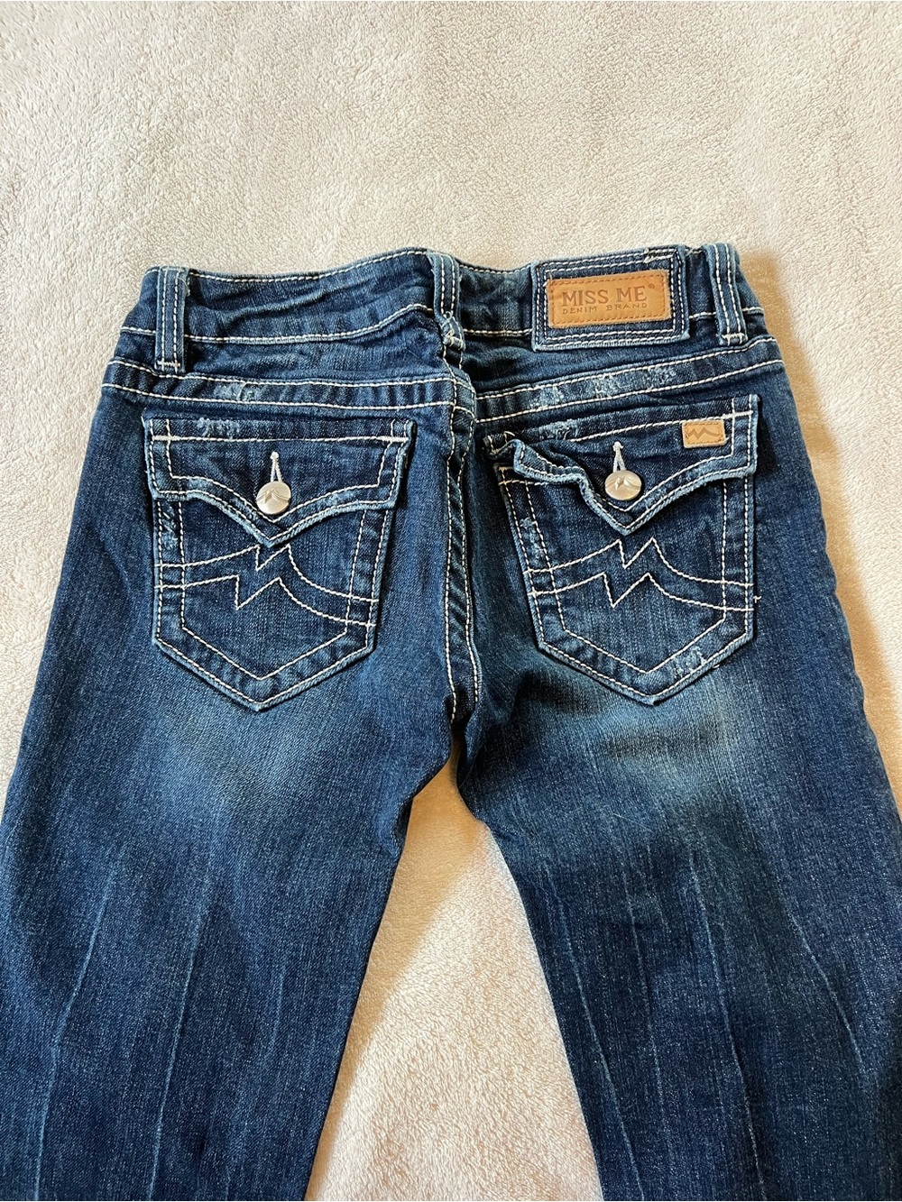 Miss Me Irene Dark Wash Bootcut Jeans with Flap Back Pockets